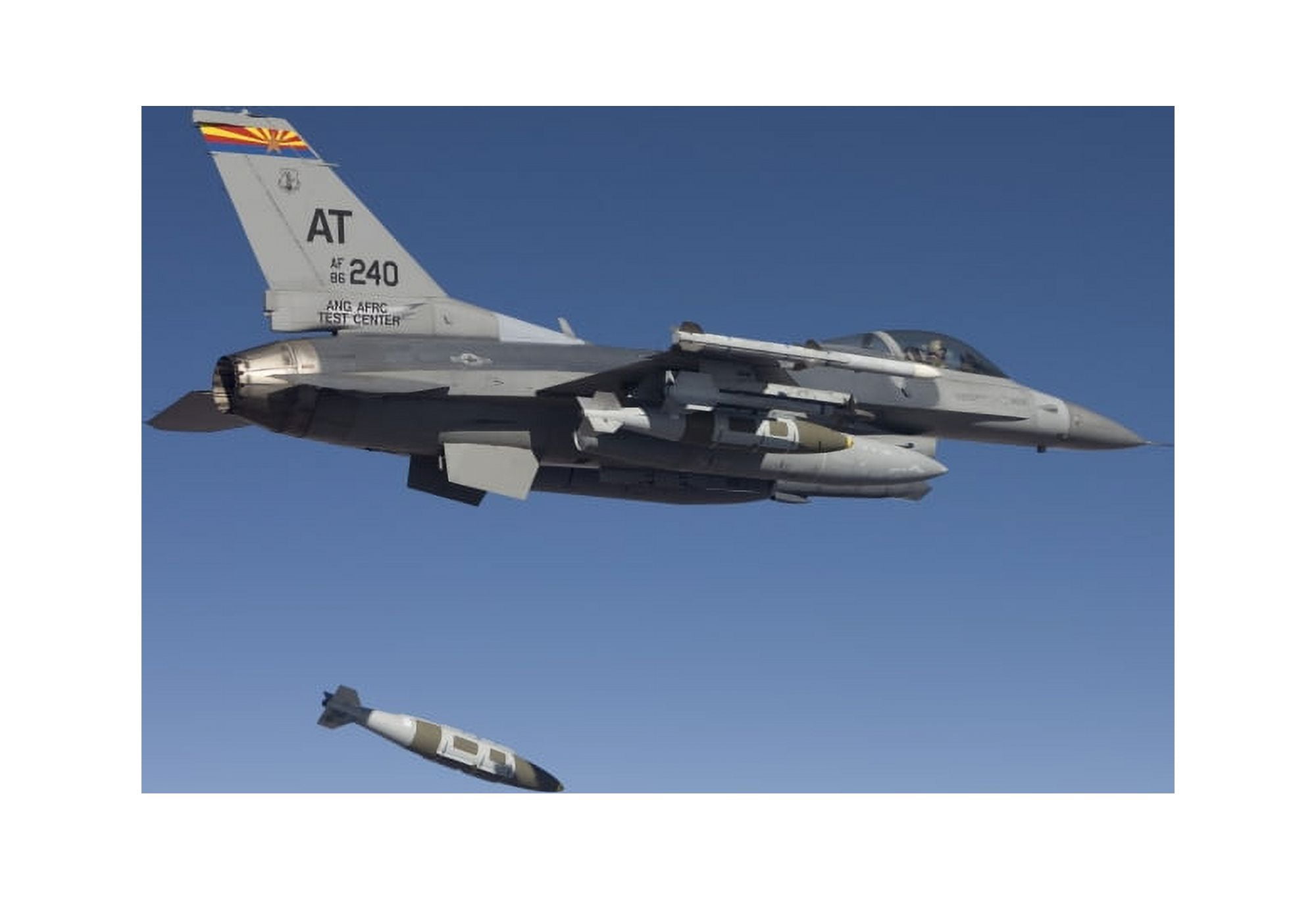 An F-16 Fighting Falcon releases a GBU-31 JDAM Canvas Art - HIGH-G ProductionsStocktrek Images (35 x 24)