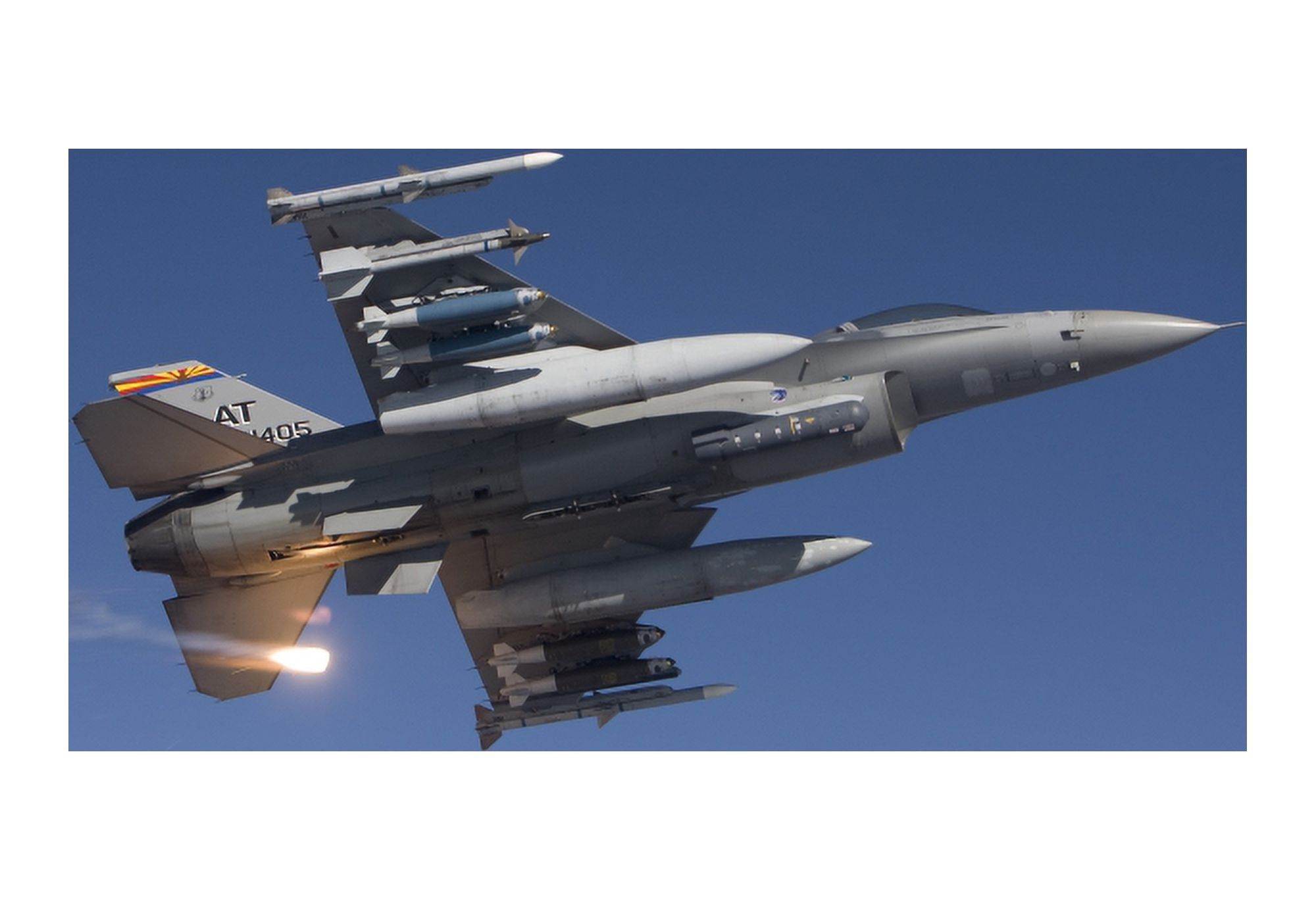An F-16 Fighting Falcon releases a flare Canvas Art - HIGH-G ProductionsStocktrek Images (35 x 24)