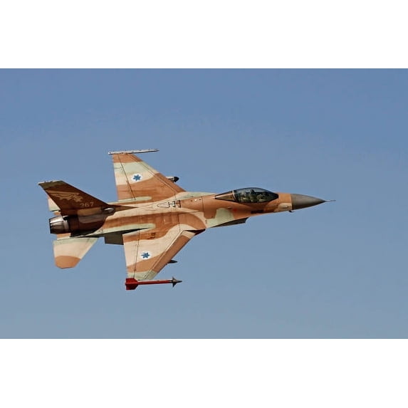 An F-16A Netz of the Israeli Air Force in flight over Israel Poster Print by Ofer Zidon/Stocktrek Images (34 x 22)
