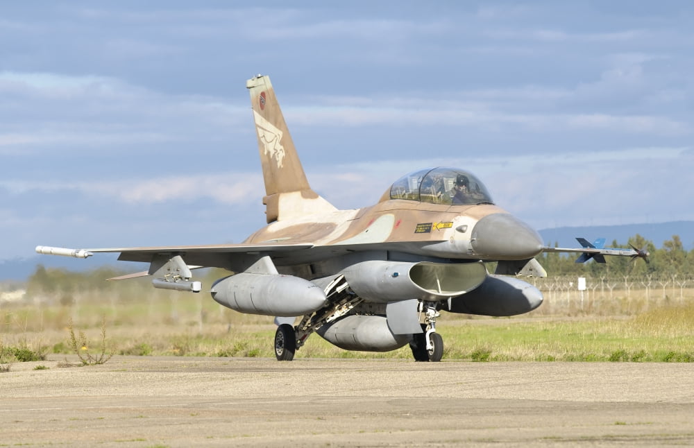An F-16B NETZ of the Israeli Air Force Canvas Art - Giovanni CollaStocktrek Images (35 x 23)