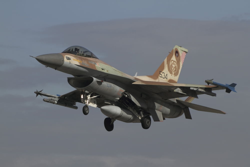 An F-16C Barak of the Israeli Air Force prepares for landing Canvas Art - Ofer ZidonStocktrek Images (18 x 12)