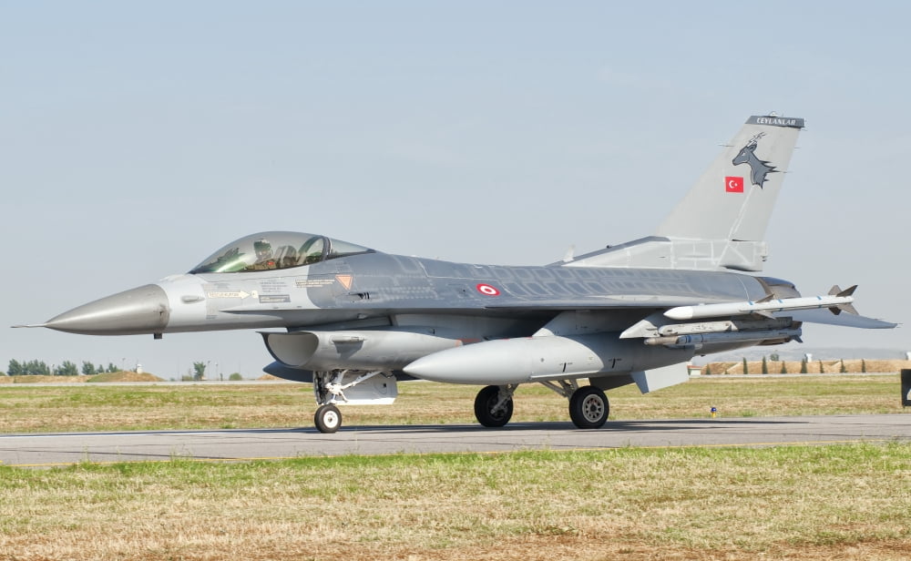 An F-16C Block 50 of the Turkish Air Force Canvas Art - Giovanni CollaStocktrek Images (18 x 11)