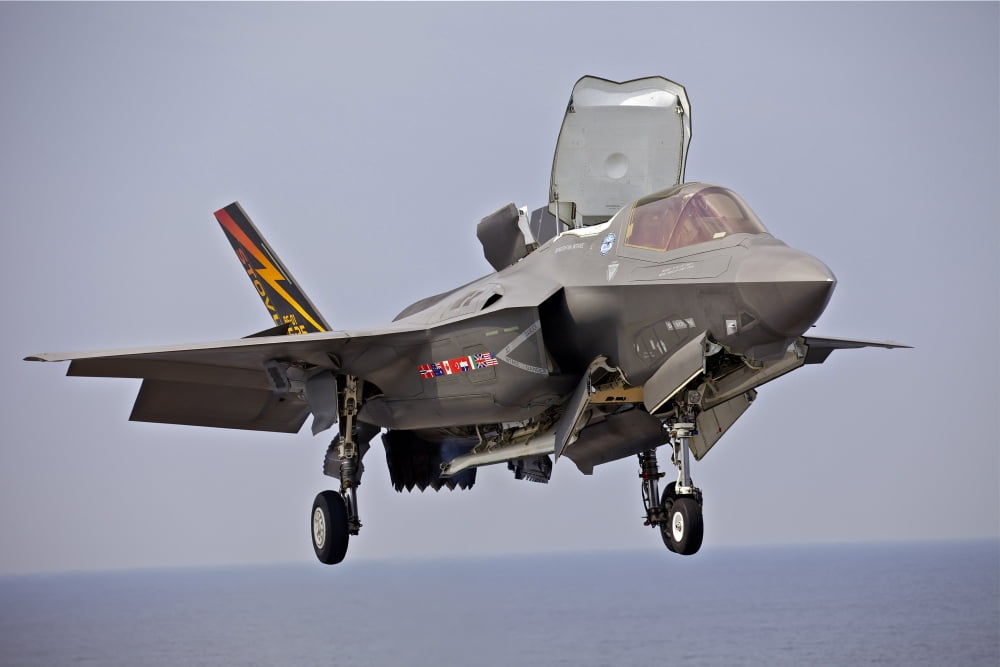 An F-35 Lightning II prepares for landing Canvas Art - Stocktrek Images (35 x 23)