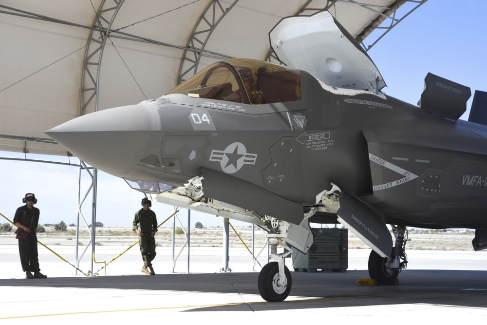 An F-35B Lightning II during preflight checks at Marine Corps Air Station Yuma Canvas Art - Riccardo NiccoliStocktrek Images (17 x 12)