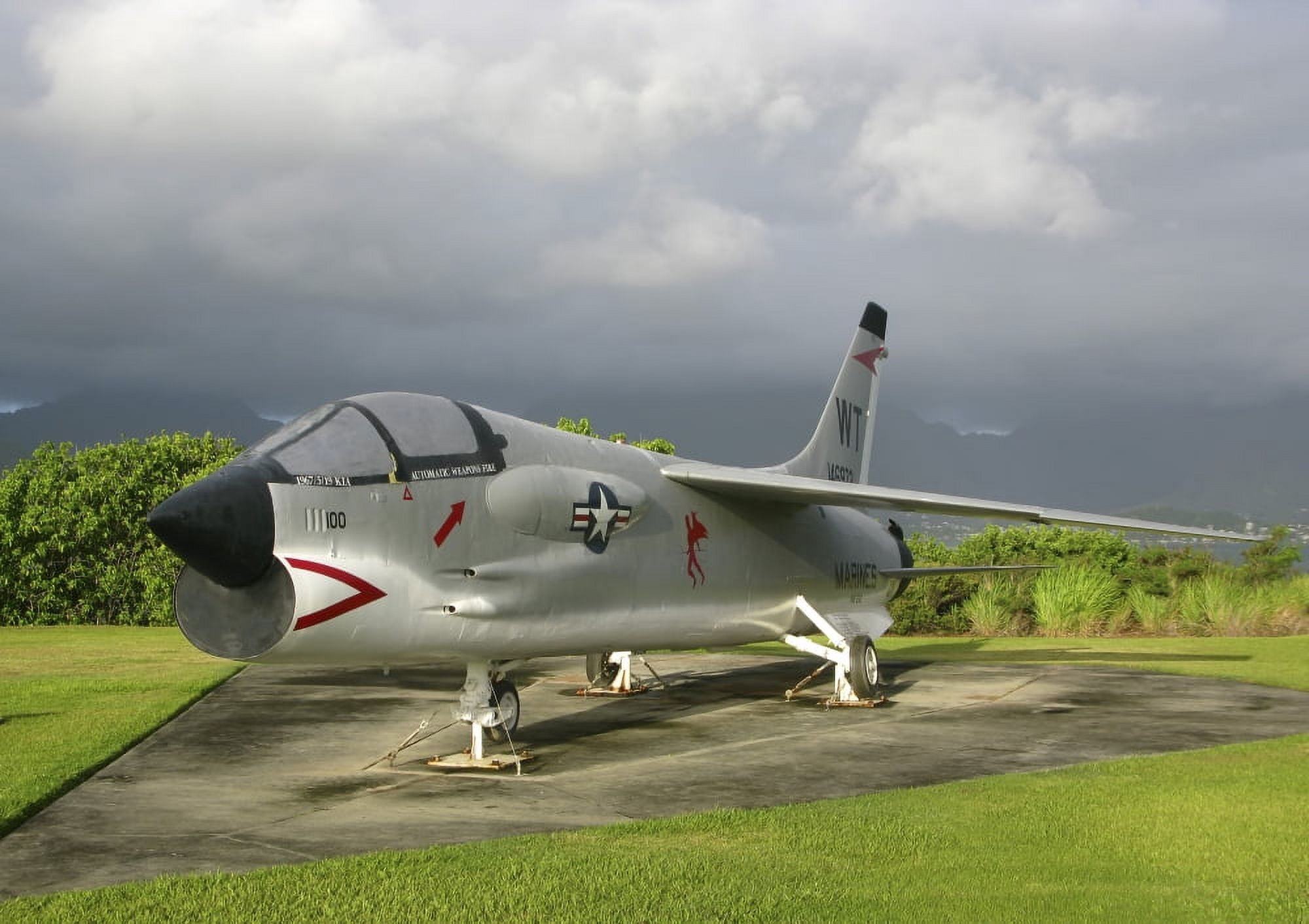 An F-8 Crusader aircraft on display Canvas Art - Michael WoodStocktrek Images (17 x 12)