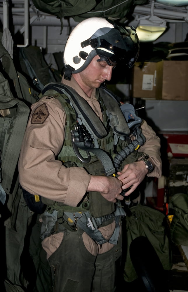 An FA-18 Super Hornet pilot prepares for a mission Canvas Art - Giovanni CollaStocktrek Images (12 x 18)