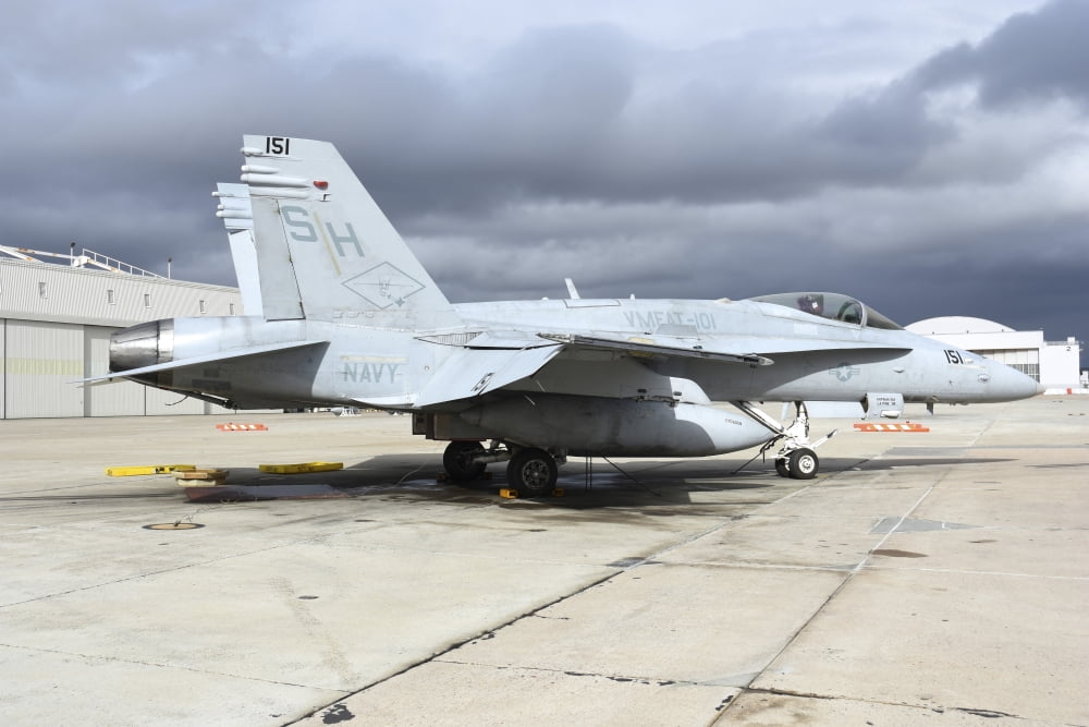 An FA-18C Hornet on the ramp at Marine Corps Air Station Miramar Canvas Art - Riccardo NiccoliStocktrek Images (17 x 12)