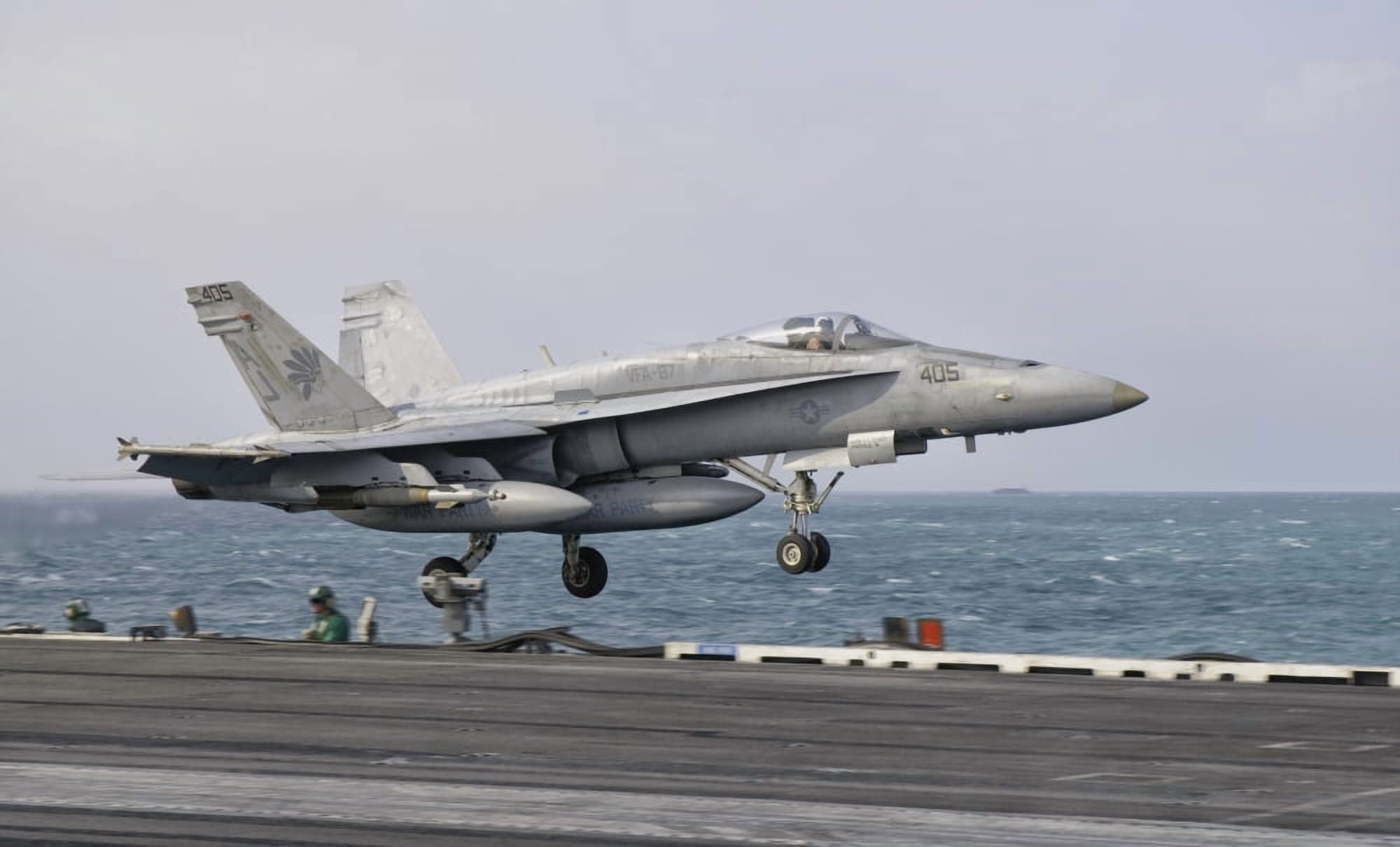 An FA-18C Hornet taking off from the flight deck of USS George HW Bush Canvas Art - Giovanni CollaStocktrek Images (36 x 22)