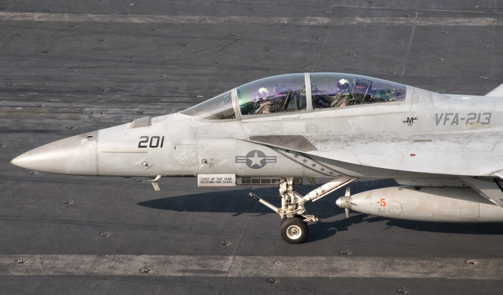 An FA-18F Super Hornet aboard USS George HW Bush Canvas Art - Giovanni CollaStocktrek Images (37 x 22)