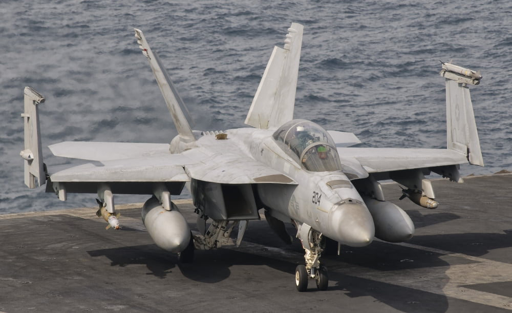 An FA-18F Super Hornet is ready for a mission over Iraq Canvas Art - Giovanni CollaStocktrek Images (18 x 11)