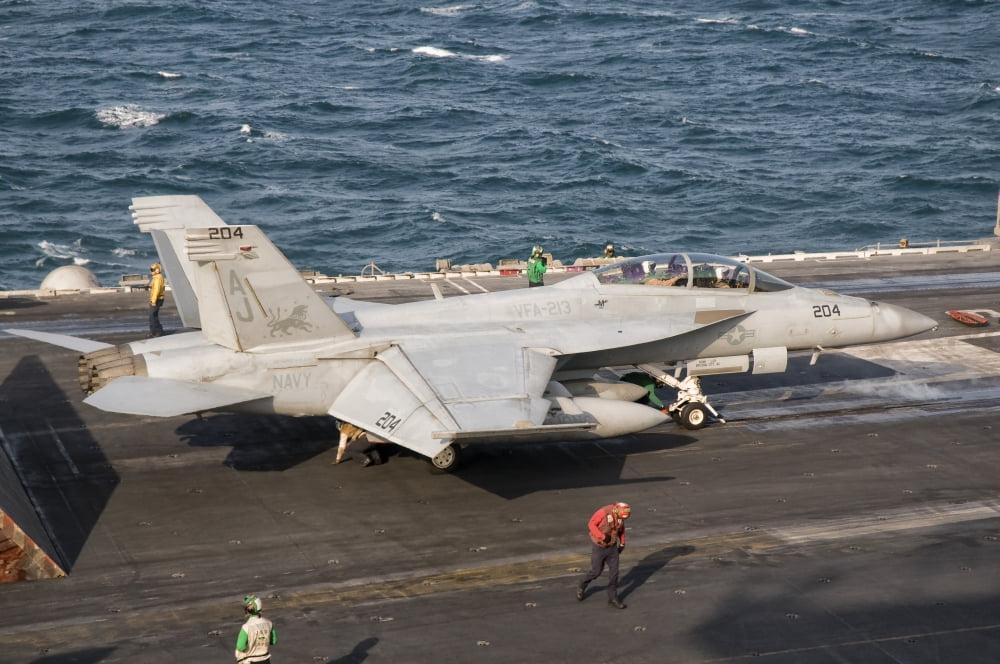 An FA-18F Super Hornet is ready for a mission over Iraq Canvas Art - Giovanni CollaStocktrek Images (35 x 23)