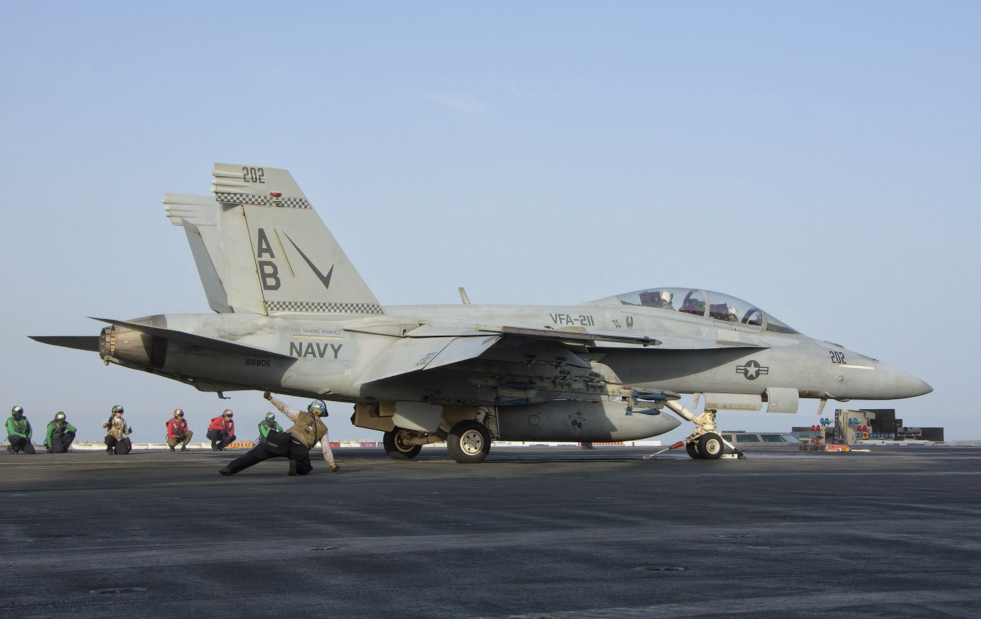 An FA-18F Super Hornet ready to launch from a catapult Canvas Art - Giovanni CollaStocktrek Images (35 x 22)