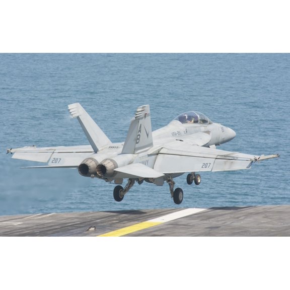 An FA-18F Super Hornet taking off from the flight deck Canvas Art - Giovanni CollaStocktrek Images (35 x 22)