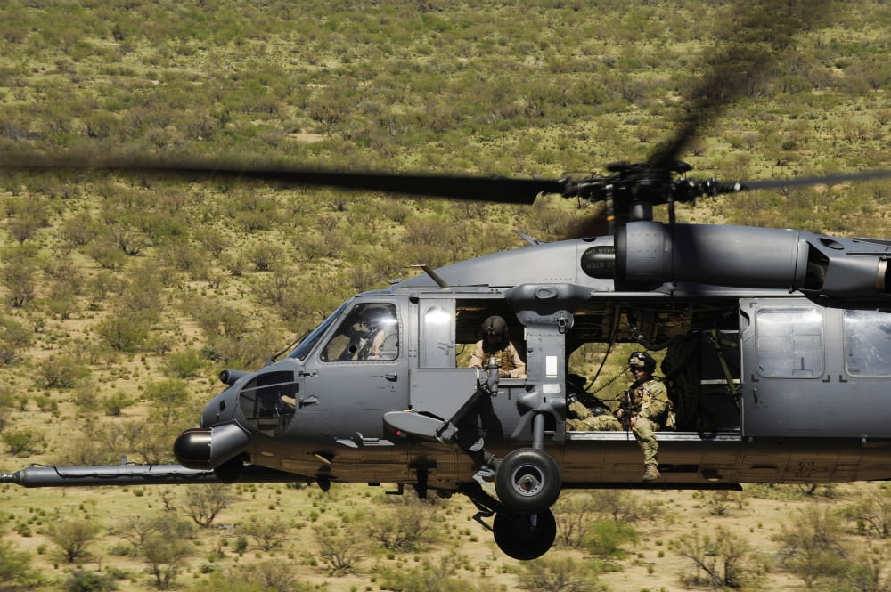 An HH-60 Pave Hawk flies over the desert during Angel Thunder 2010 Canvas Art - Stocktrek Images (34 x 23)