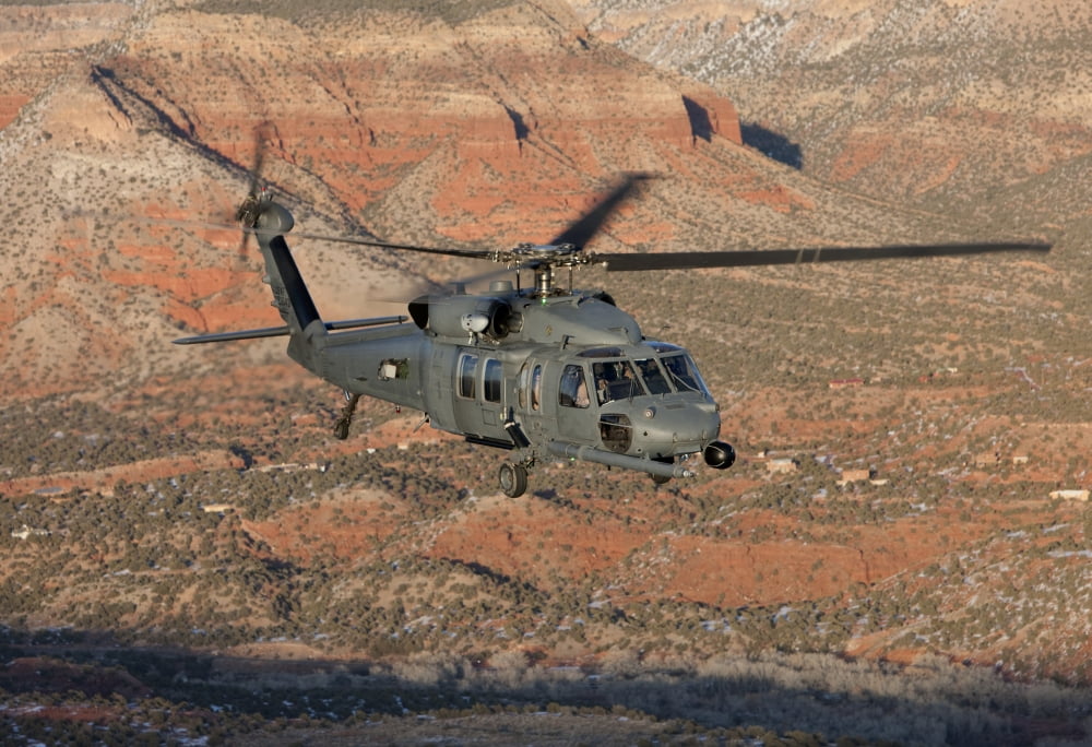 An HH-60G Pave Hawk flies a low level route over New Mexico Canvas Art - HIGH-G ProductionsStocktrek Images (18 x 12)