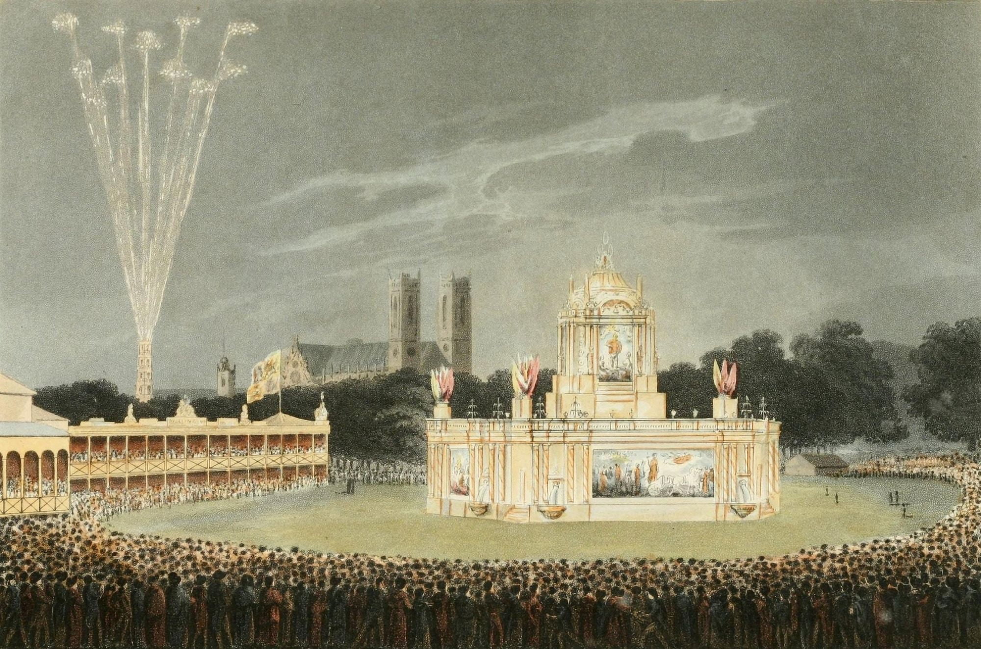 An Historical Memento 1814 Revolving Temple of Concord Illuminated Canvas Art - JH Clark (24 x 36)