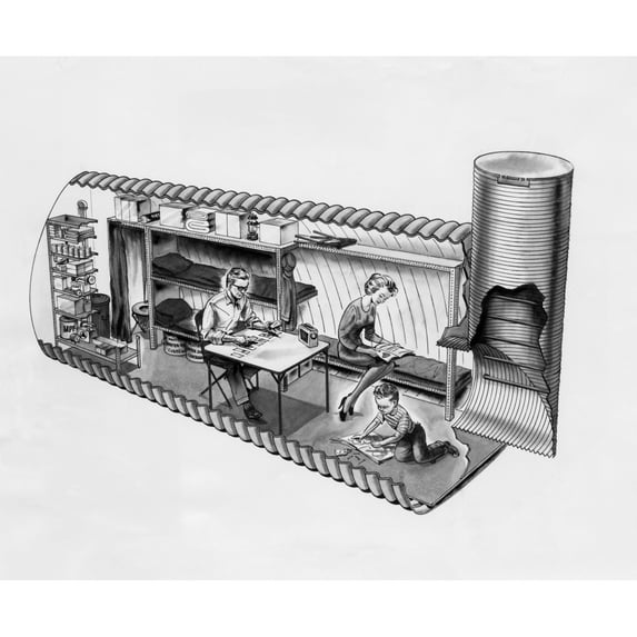 An Illustration Of Prefab Fallout Shelters History (24 x 18)