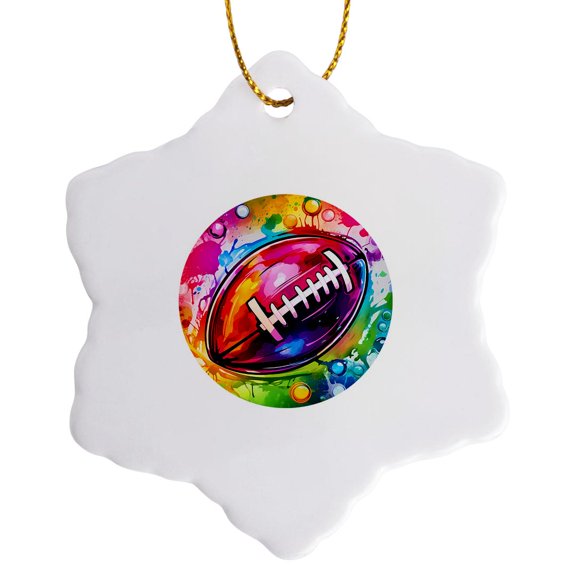 3drose, an Image of a Colorful Stylish Football Ball, Colorful Disk Art Gift, 3 inch Snowflake Porcelain Ornament