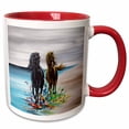 thumbnail image 1 of 3drose, an Image of Two Horses Running Along the Beach., 11oz Two-tone Red Mug, 1 of 6