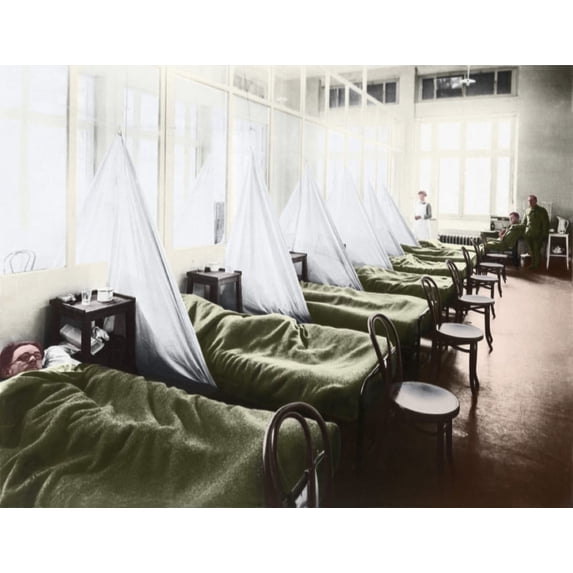 An Influenza Ward At The U. S. Army Camp Hospital In Aix-Les-Bains France During The Spanish Flu Epidemic Of 1918-19. Originating In South Africa The Epidemic Emerged In A Us Army Camp In Kansas Which
