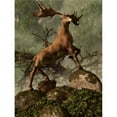 thumbnail image 1 of An Irish Elk Stands Proudly in A Dense Forest Poster Print, 12 x 16, 1 of 1