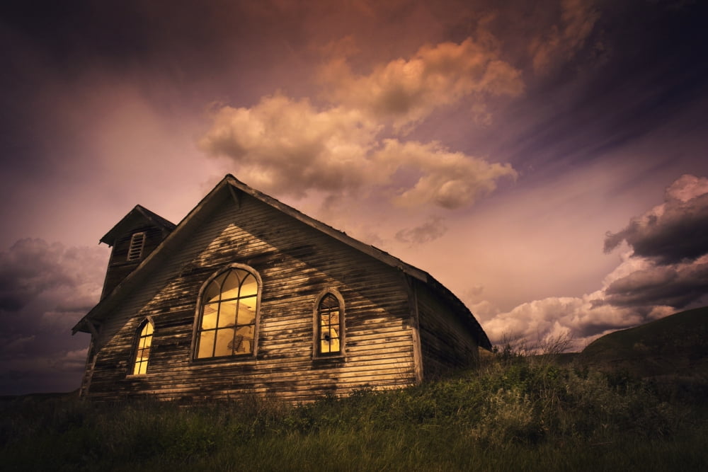 An Isolated Rural Building Canvas Art - Darren Greenwood Design Pics (34 x 22)