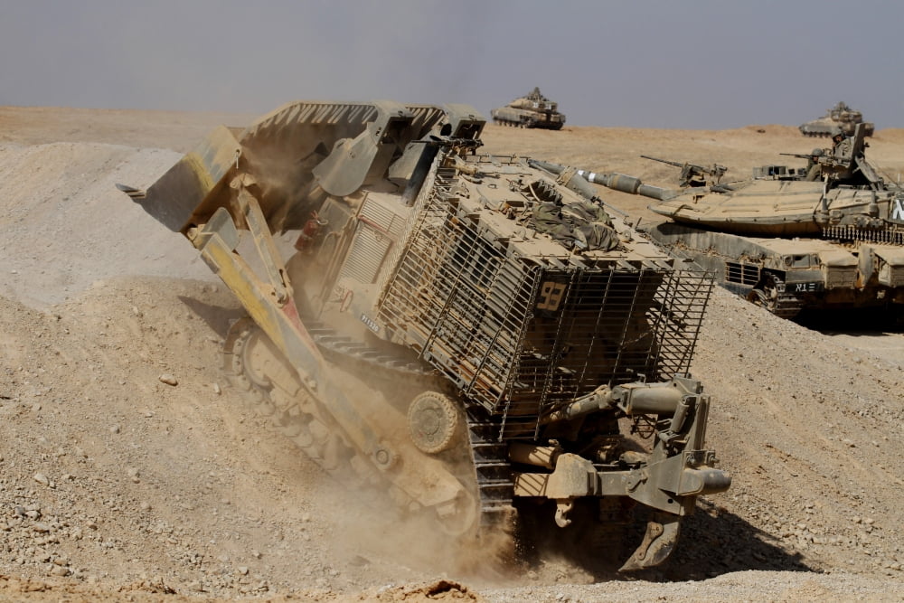 An Israel Defense Force Caterpillar D-9 clearing the way Canvas Art - Ofer ZidonStocktrek Images (18 x 12)