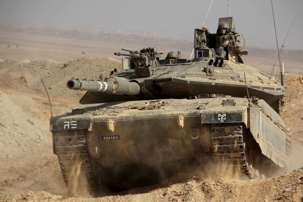 An Israel Defense Force Merkava Mark IV main battle tank Canvas Art - Ofer ZidonStocktrek Images (18 x 12)