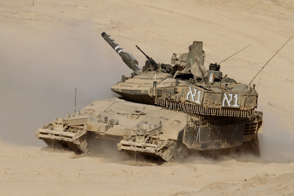 An Israel Defense Force Merkava Mark IV main battle tank Canvas Art - Ofer ZidonStocktrek Images (35 x 23)