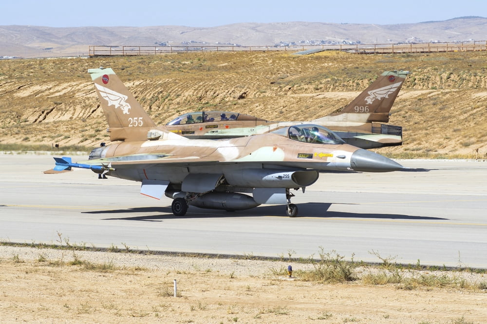An Israeli Air Force F-16AB Netz taxiing at Nevatim Air Force Base Canvas Art - Daniele FaccioliStocktrek Images (17 x 12)