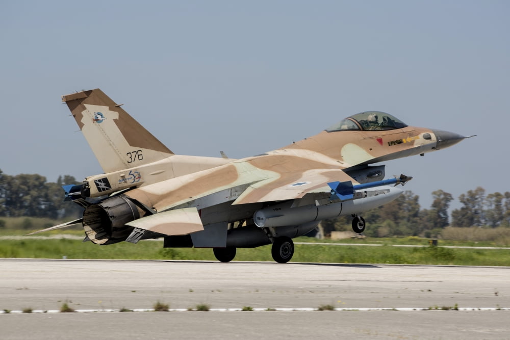 An Israeli Air Force F-16C of during joint exercise INIOHOS 2016 Canvas Art - Timm ZiegenthalerStocktrek Images (17 x 12)