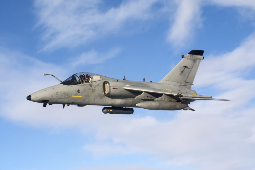 An Italian Air Force AMX during an air-to-air refueling operation Canvas Art - Daniele FaccioliStocktrek Images (34 x 23)
