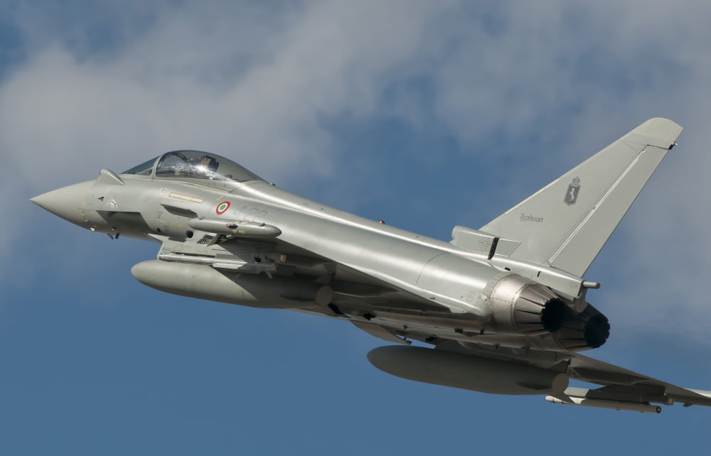An Italian Air Force EF-2000 Typhoon in flight Canvas Art - Giovanni CollaStocktrek Images (35 x 23)