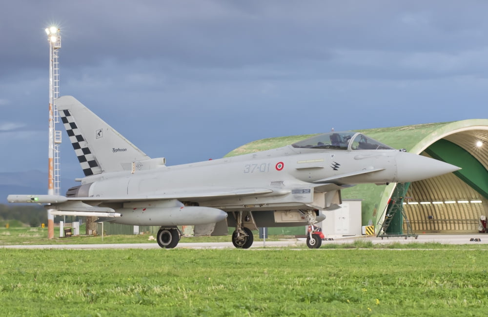 An Italian Air Force F-2000 Typhoon at Trapani Air Base Italy Canvas Art - Giovanni CollaStocktrek Images (17 x 12)