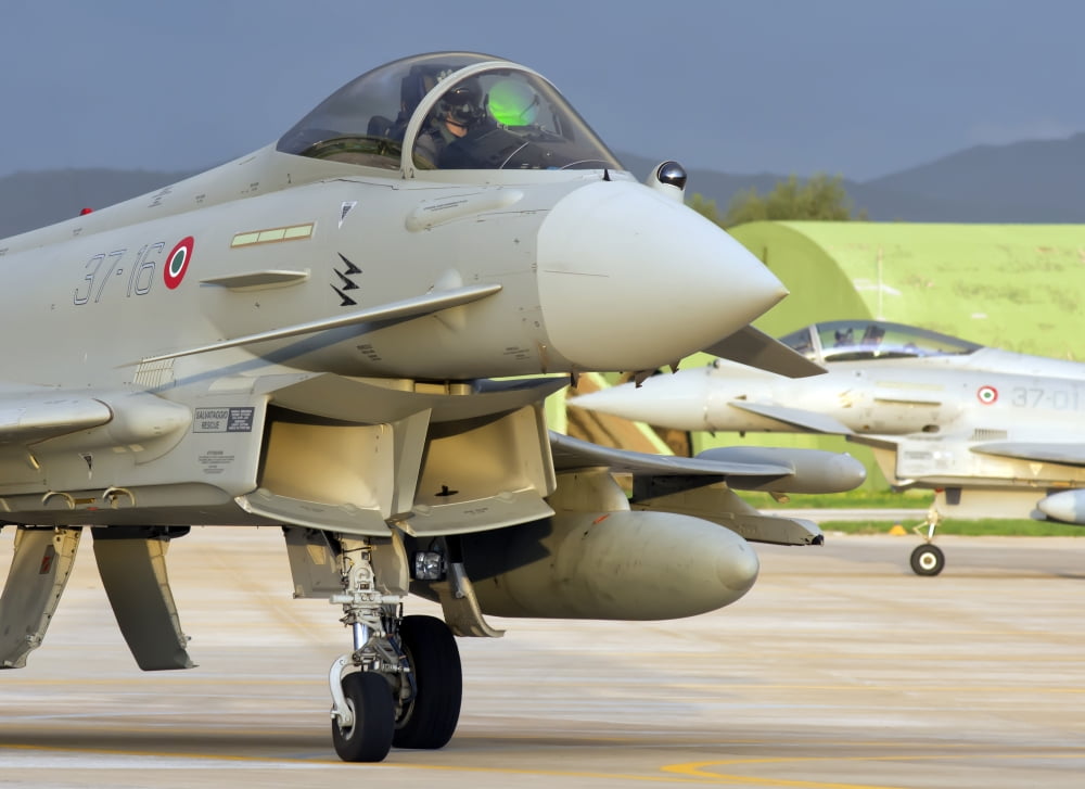 An Italian Air Force F-2000 Typhoon at Trapani Air Base Italy Canvas Art - Giovanni CollaStocktrek Images (17 x 12)