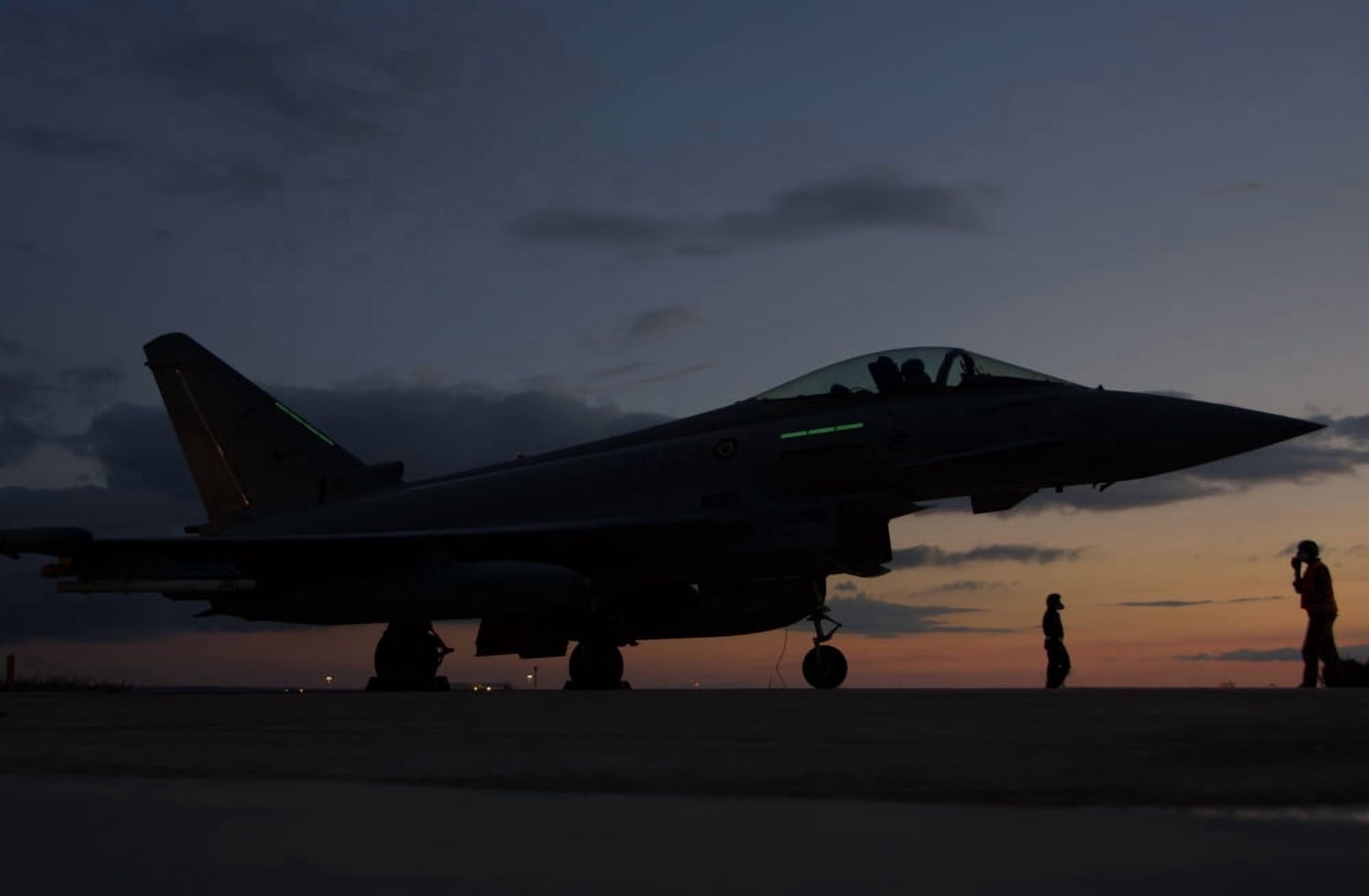 An Italian Air Force F-2000 Typhoon at Trapani Air Base Italy Canvas Art - Giovanni CollaStocktrek Images (34 x 23)