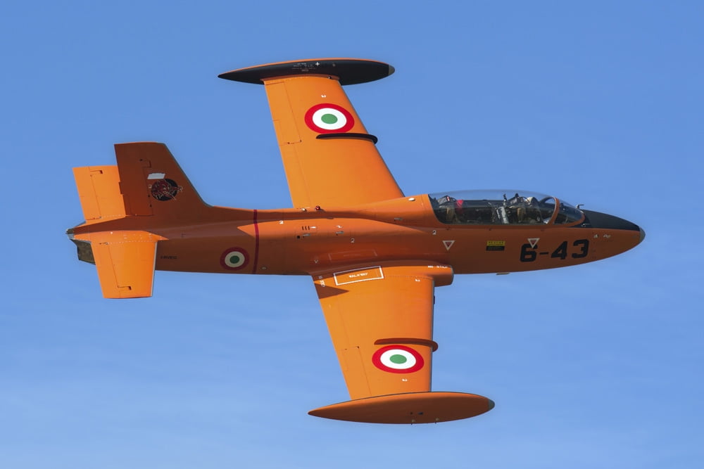 An Italian Air Force MB-326E jet trainer over Italy Canvas Art - Daniele FaccioliStocktrek Images (18 x 12)