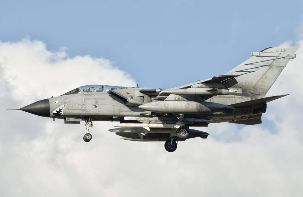 An Italian Air Force Panavia Tornado ECR returns from a mission over Libya Canvas Art - Giovanni CollaStocktrek Images (35 x 23)