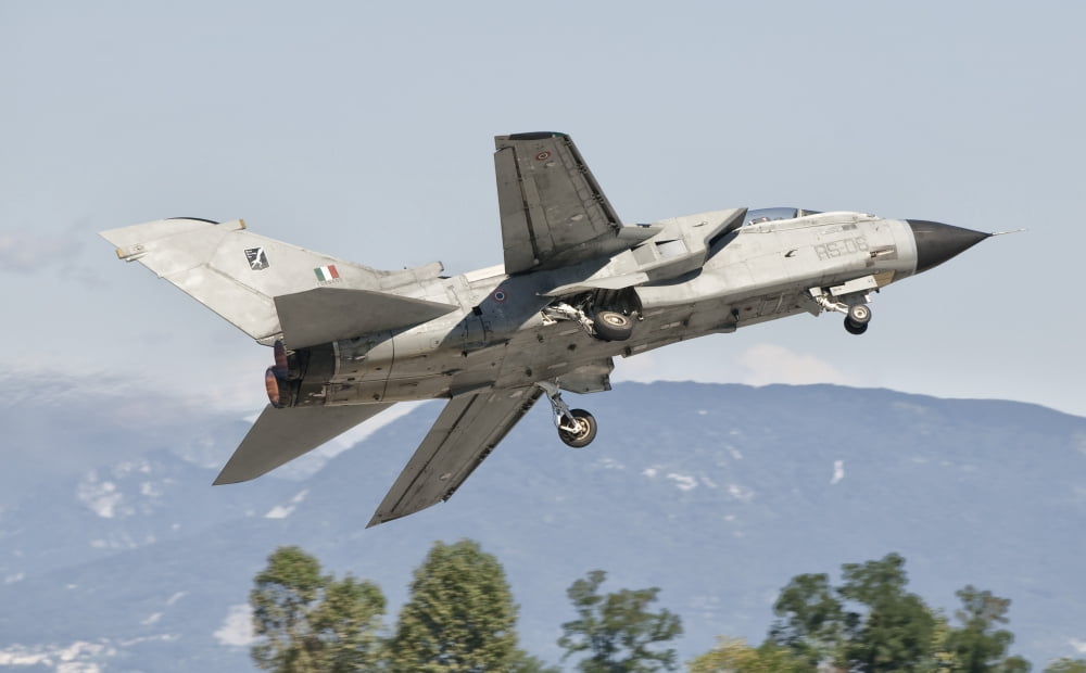 An Italian Air Force Panavia Tornado takes off from Rivolto Air Base in the north of Italy Canvas Art - Giovanni CollaStocktrek Images (18 x 11)