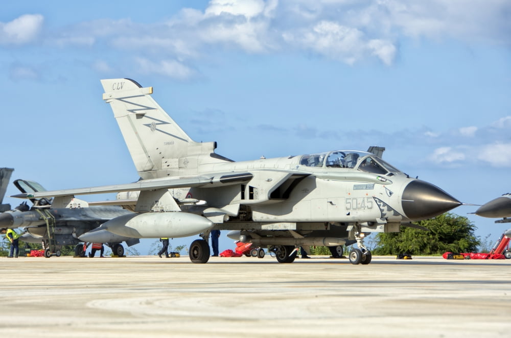 An Italian Air Force Tornado ECR at Trapani Air Base Italy Canvas Art - Giovanni CollaStocktrek Images (17 x 12)