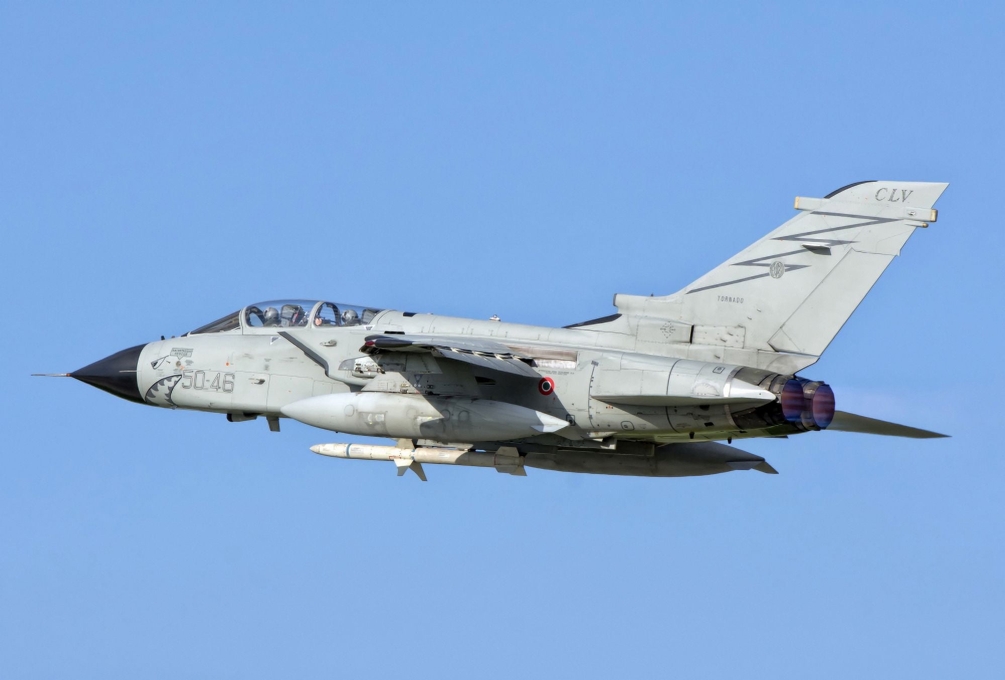 An Italian Air Force Tornado ECR in flight over Italy Canvas Art - Giovanni CollaStocktrek Images (34 x 23)