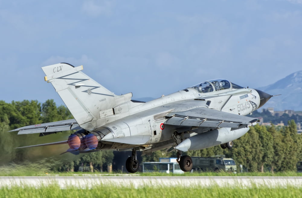 An Italian Air Force Tornado ECR taking off Canvas Art - Giovanni CollaStocktrek Images (17 x 12)