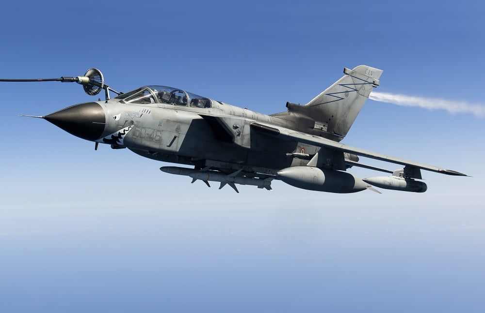 An Italian Air Force Tornado IDS conducts in-flight refueling Canvas Art - Gert KromhoutStocktrek Images (18 x 12)