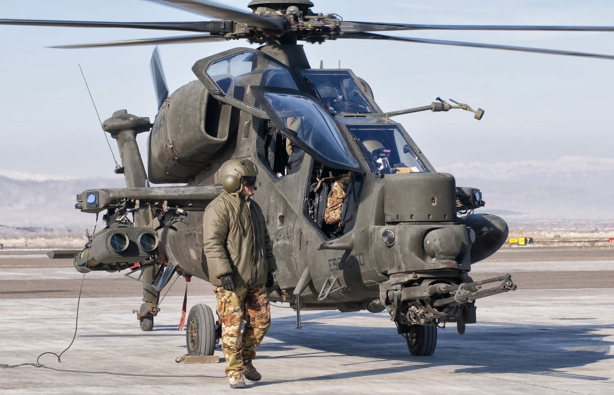 An Italian Army Agusta AW129 Mangusta attack helicopter Canvas Art - Giovanni CollaStocktrek Images (35 x 23)