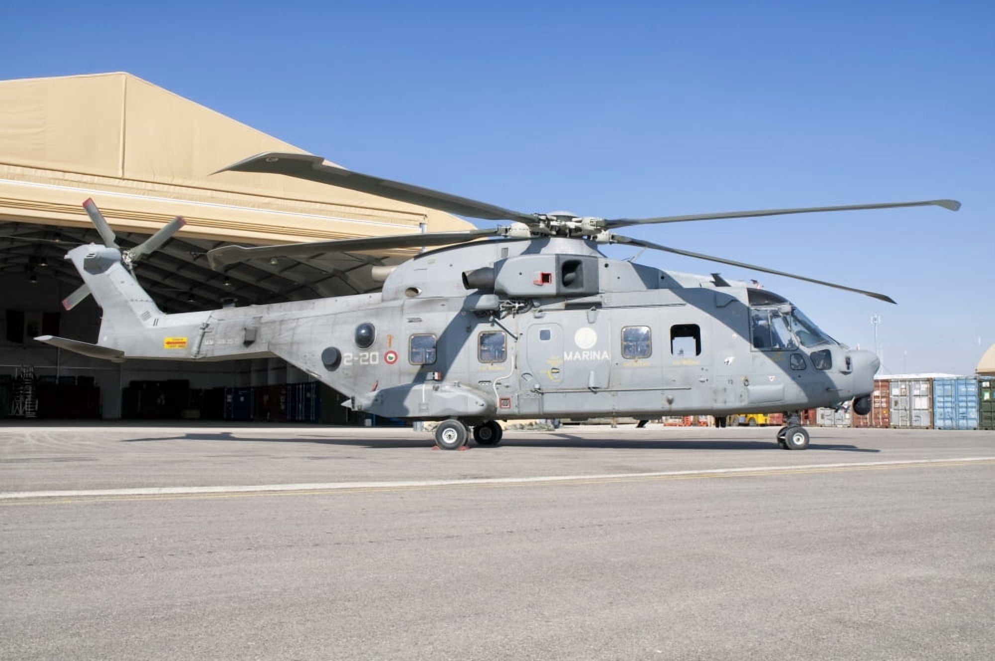 An Italian Navy EH101 helicopter at Forward Operating Base Herat Afghanistan Canvas Art - Giovanni CollaStocktrek Images (18 x 12)