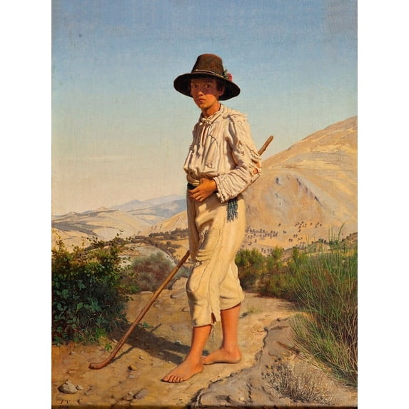 An Italian shepherd boy (1856) Poster Print by Frederik Vermehren (18 x 24)