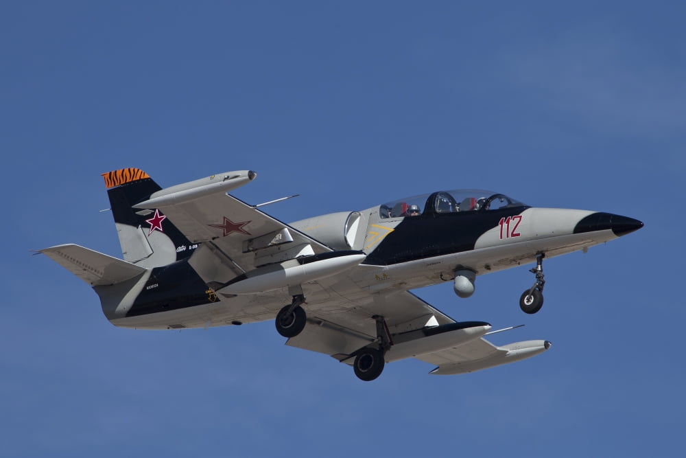 An L-39ZA Albatros used as a threat simulation aircraft with a FLIR turret Canvas Art - Timm ZiegenthalerStocktrek Images (17 x 12)