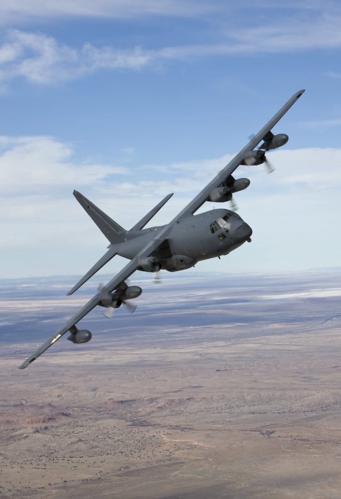 An MC-130 aircraft manuevers during a training mission over New Mexico Canvas Art - HIGH-G ProductionsStocktrek Images (12 x 18)
