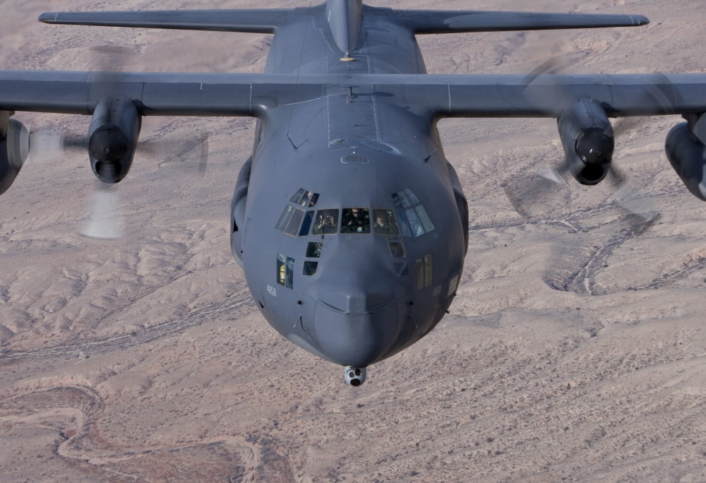 An MC-130 aircraft manuevers during a training mission over New Mexico Canvas Art - HIGH-G ProductionsStocktrek Images (18 x 12)