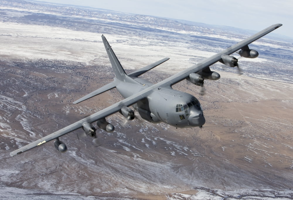 An MC-130 aircraft manuevers during a training mission over New Mexico Canvas Art - HIGH-G ProductionsStocktrek Images (18 x 12)